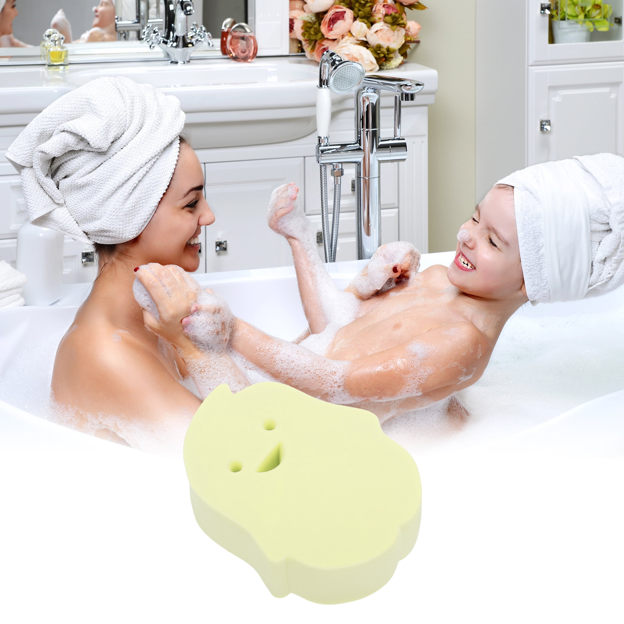 Unique Bargains Penguins Shape Bath Sponge 1 Pc Yellow