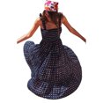 thumbnail image 1 of goowrom Femmes Imprimé Slip Sans Manches Cravate Bateau Cou Maxi Robe, 1 of 10