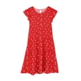 thumbnail image 4 of NAISIBABY Girls Casual Dresses, Cute Heart Prints Ruffled Short Sleeve Summer Flowy Sundress Red 6T, 4 of 5