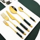 thumbnail image 2 of Drmfiy-Juego de vajilla de Oro Verde de 1 piezas, cuchillo con mango de cerámica de imitación, tenedor, cuchara de café, vajilla de acero inoxidable, juego de cubiertos Fivean unisex, 2 of 2