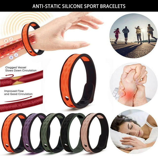 Bracelet de Sport à Ions Négatifs Infrarouges Lointains pour l'Équilibre Énergétique, le Soutien de la Circulation et la Réduction de l'Électricité Statique, Bracelet en Silicone Ajustable pour Hommes et Femmes pendant l'Exercice et le Port Quotidien (Orange)