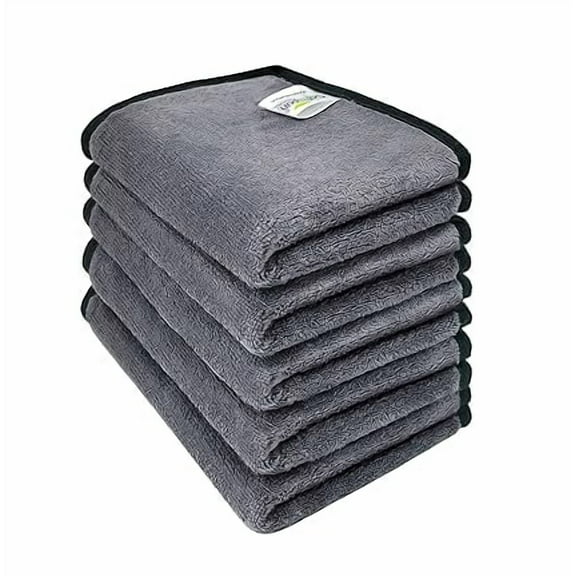SOFTSPUN Microfiber Super Absorbent Small Wipes, 500 GSM 20X30 Cms 5 Pieces Grey! Silk Banded Edge Towel Set Extra Thick Microfiber Cleaning Cloths Perfect for Bike