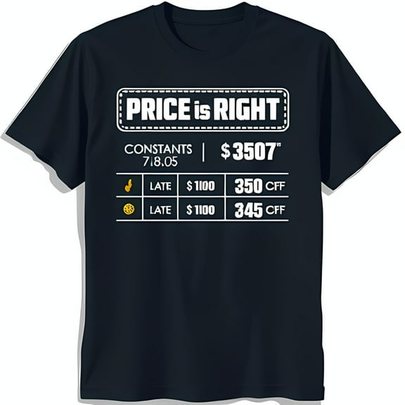 Bold Black T-Shirt with 'Price is Right' Graphic & Table Design Unique Style