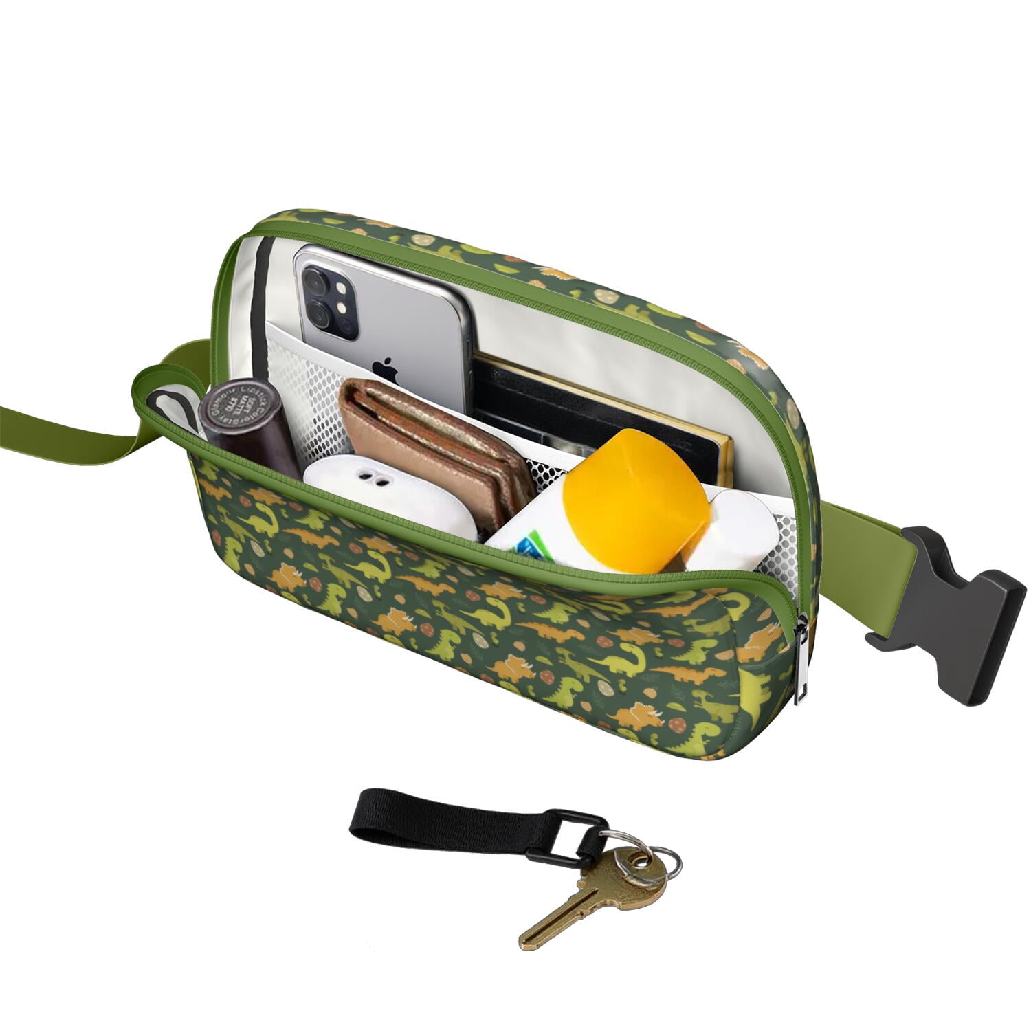 Cute Dinosaur Fanny Pack for Women – Funny Cartoon Dino Print Waist Bag with Colorful Pattern, Lightweight Travel Belt Bag for Dinosaur Lovers