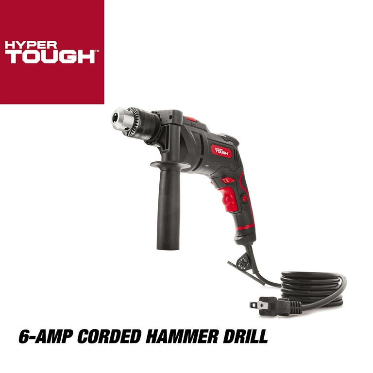 Hyper Tough 6 Amp 1 2 inch Corded Hammer Drill Keyed Chuck 120 Volt TD6HD