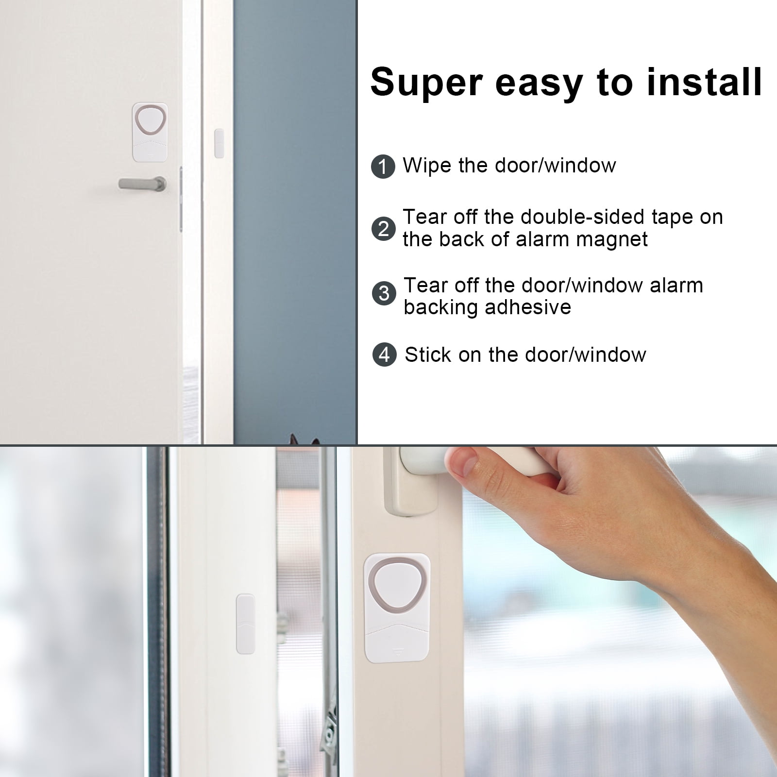 NineLeaf Window Alarm Sensors,Sliding Door Alarms when Opened,Refrigerator Alarm,Door and Window Alarm,110dB Loud Alarm,Easy Installation,4 Alarm Modes,Suitable for Home, Office, Shop, Fridge, 5PK