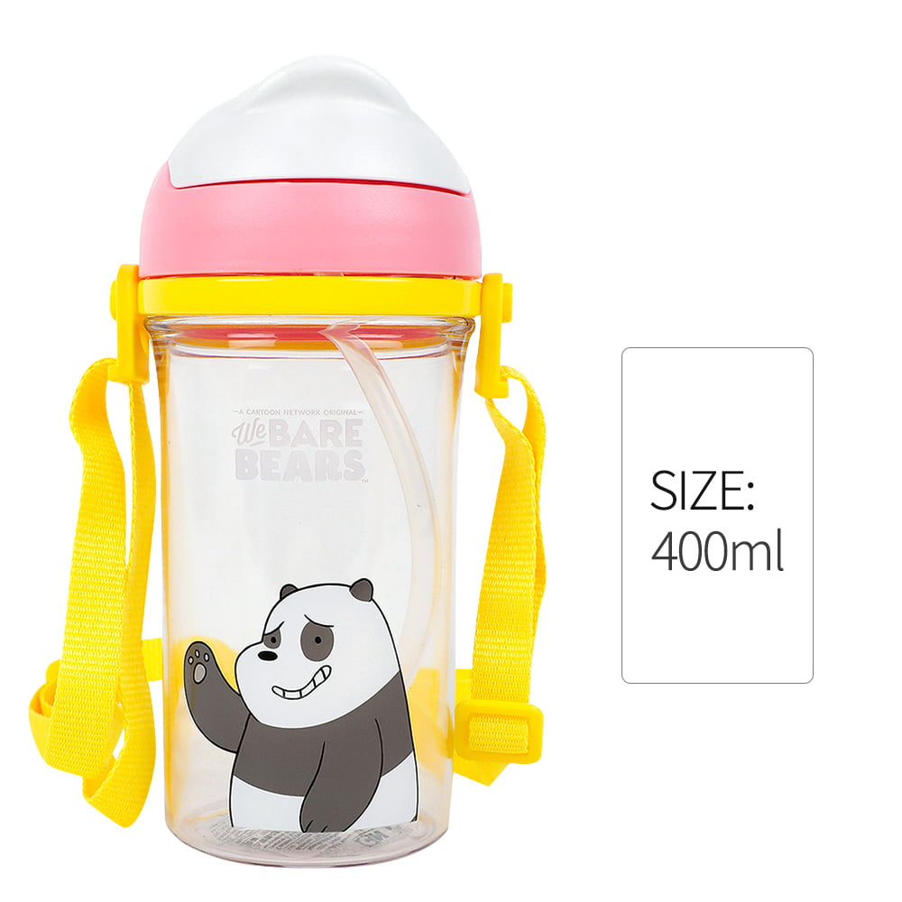 MINISO We Bare Bears- Water Bottle with Straw (Type B) Grizzly Bear