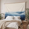thumbnail image 3 of Blue Beige Ombre Tapestry for Bedroom Wall Hanging Tapestry, Minimalist Ocean Waves Linen Ceiling Backdrop Tapestries Poster Blanket Wall Decor for Teens Room Living Room Dorm 51" x 59", 3 of 8