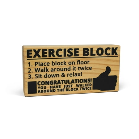 BigMouth Inc Exercise Block - Hilarious Wooden Exercise Tool with Imprinted Instructions Directly on the Block, Makes a Great Gag Gift