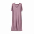 thumbnail image 5 of Sakmal Sleepwear for Women Comfy Cotton Night dress Short Sleeve Purple Nightgowns for Women, 5 of 5