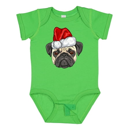 

Inktastic Christmas Pug Dog Santa Boys or Girls Baby Bodysuit
