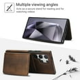 thumbnail image 3 of 2 in 1 Detachable Magnetic Phone Cases Compatible with Samsung Galaxy S25 Ultra, with Credit Card Holder, Classic Durable Premium PU Leather Kickstand Rugged Flip Cover for Women Men, Brown, 3 of 6