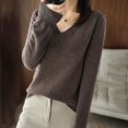 thumbnail image 6 of Dowegor Light Sweaters for Women Long Sleeve Crew Neck Lightweight Soft Knitted Pullover Knitted Blouse Light Sweater Cotton Sweater Cotton Sweaters for Women Coffee XL, 6 of 7