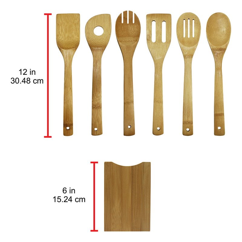 BlauKe Bamboo Cooking Utensils Set of 6 - Wooden Kitchen Ute - Inspire  Uplift