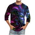thumbnail image 3 of Jinhomg Mardi Gras Tee Shirts for Men Novelty Funny Carnival Themed Mask Print Tops Lightweight Comfy Short Sleeve Crew Neck Holiday Party T-Shirts Lightening Deals Dark Blue M, 3 of 6