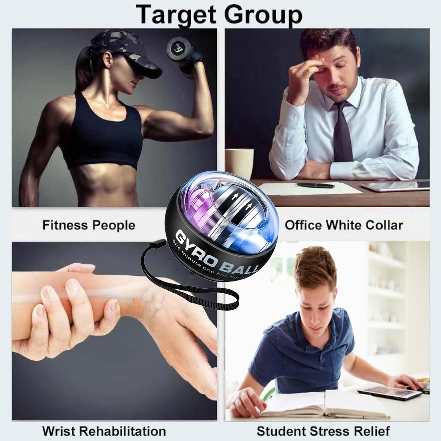 2026 New Curaball Torque Ball, Curaball Hand Exerciser, Gyro Ball with LED Lights and Portable Case, Hand Gripper Strengthener, Grip Strength Trainer for Strengthen Arms, Fingers, Bones and Muscles