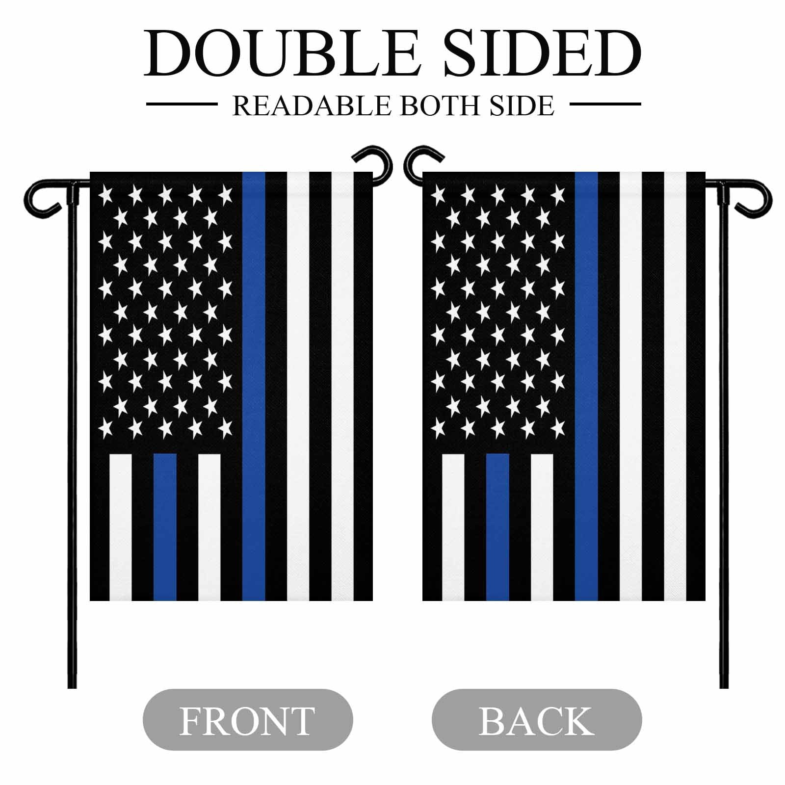 4th of July Garden Flags Blue Line USA Flag Garden Flag Double Sided Welcome Flag Men And Women's Law Enforcement Independence Day Yard Flags for Outdoor Lawn Porch Memorial Day Decor 28x40 Inch