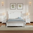 thumbnail image 2 of Euroco 3-Pieces Bedroom Set, Solid Wood Full Size Platform Bed with 2 Nightstand, White, 2 of 12