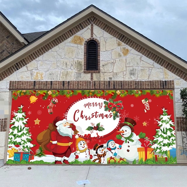 Fond de Porte de Garage de Noël 13x6FT