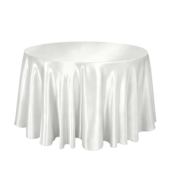 Round Satin Tablecloth, Wrinkle Resistant Fabric Table Cover, Waterproof Smooth Dining Table Cloth, 8 Color Decor for Wedding Banquet Party Home Dining