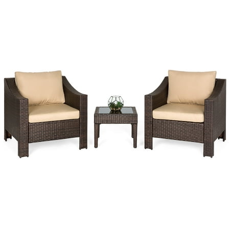 Best Choice Products Set of 2 Outdoor Wicker Club Patio Accent Chairs w/ Side Table for Porch, Patio, Poolside -