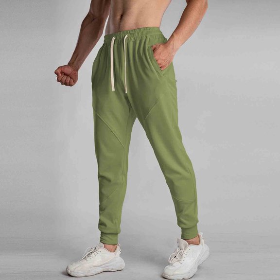 Ceisia Gift Men's Spring/Summer Sports Pants - Solid-Color Breathable Running Drawstring Zipper Pocket Elastic Ankle Pants