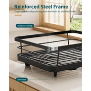 Sakugi Dish Drying Rack, Compact Dish Racks for Kitchen Counter, 15''L x 12''W x 5''H , Black