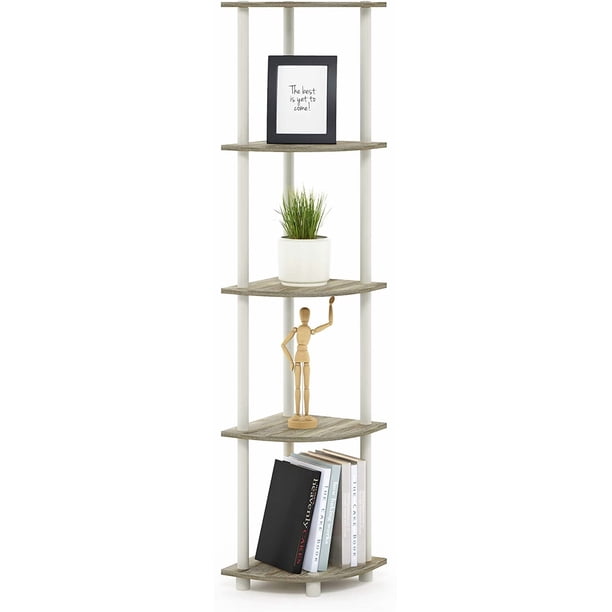 5 Tier Corner Display Rack Multipurpose Shelving Unit, Dark Cherry/Black