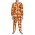 thumbnail image 3 of Salouo Hot Chili Print Button-Front Long Sleeve Pajama Set for Men, Soft 2Pjs Men's Long Sleeve Sleepwear-Large, 3 of 7