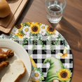 thumbnail image 3 of Spring Gnomes Round 13 Inch Placemats Set of 6, Botanical Budding Sunflowers Buffalo Plaid HeatResistant Non Slip Place Mats for Dining Table, Wipeable Braided Kitchen Table Mats for Housewarming, 3 of 9