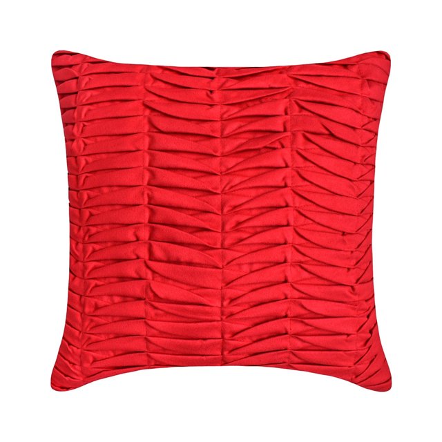 Funda de cojín para sofá, roja, lisa, de 30 x 30 cm (12 x 12 pulgadas), de ante sintético, con pliegues texturizados - Red Wind Folds