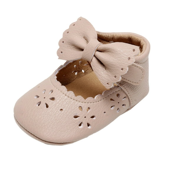 TOWED22 Girls Toddler/Little Kid Dress Mary Jane Pumps with Heels Bow Party Wedding Princess Shoes(Khaki,5)