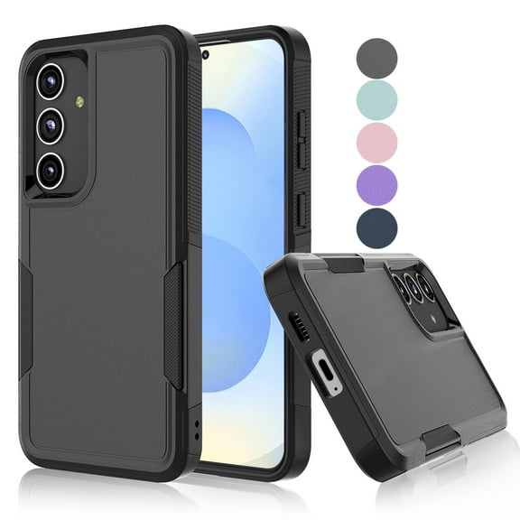 For Samsung Galaxy S25 Plus Case, Shockproof Heavy Duty Rugged Phone Case for Samsung Galaxy S25 Plus, Tekcoo Military Grade Protection Dual Layer Sturdy Durable Cover Cute Bumper - Black