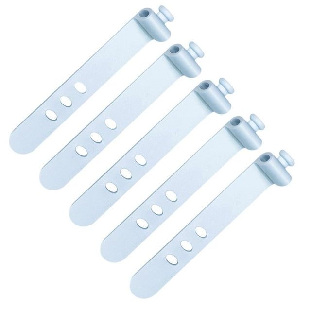 5 bridas de silicona para gestión de cables, organizador de cables reutilizable Azul claro