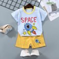 thumbnail image 2 of TOWED22 Toddler Loungewear Outfits 2 Piece Pajamas Set Short Sleeve Crew Neck Lightweight Tee and Elastic Shorts Outfits(Light Blue,3-6 M), 2 of 4