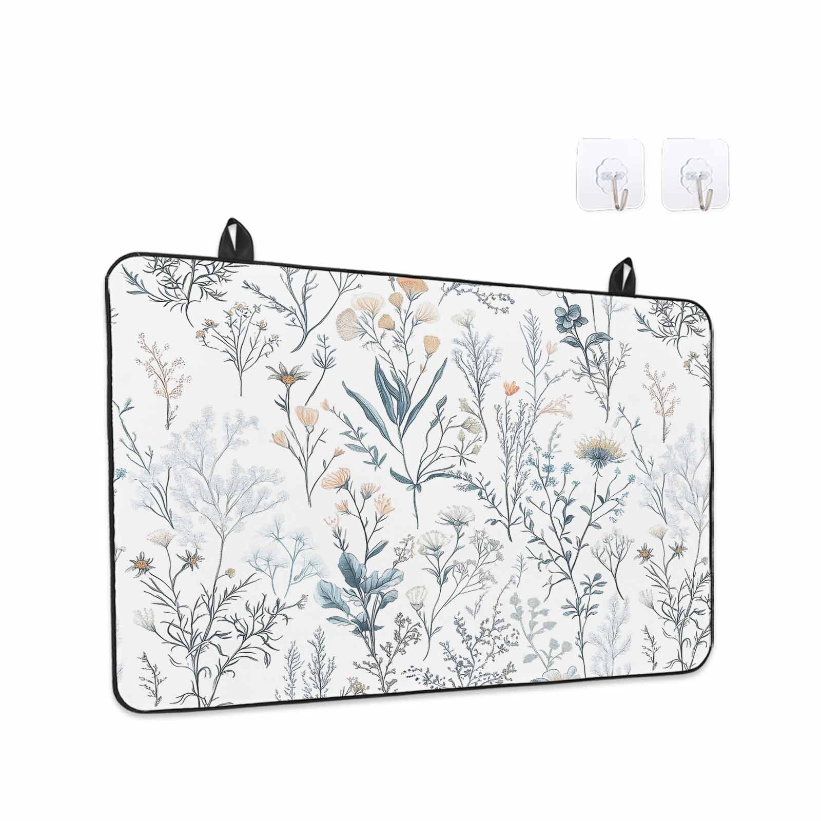 Spring Floral Stove Top Cover for Electric Stove, Heat-proof & Non Slip Glass Top Stove Cover Protector, Vintage Botanical Watercolor Kitchen Flat Cooktop Rubber Mat 24x21 Inches