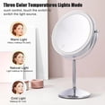 thumbnail image 2 of Vanity Mirror with Lights, FOME 8-inch Double Sided LED Makeup Mirror 1X 10X Desktop Magnifying Mirror with Light 3 Color Lighting, Height Brightness Adjustable Touch Screen Rechargeable Makeup Mirror, 2 of 7