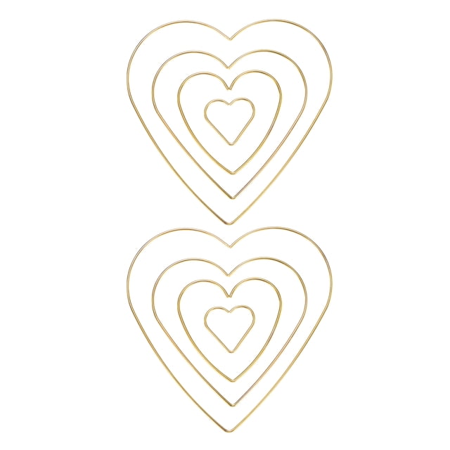 Uxcell 2-Conjunto Anillos Atrapa Sueños, 4 Tamaños Anillo de Flores en Forma de Corazón de Metal para Manualidades DIY Dorado