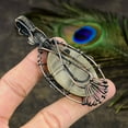 thumbnail image 4 of Natural Prehnite, Moonstone Gemstone Copper Wire Wrap Gift Pendant 3.35", 4 of 5