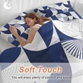 thumbnail image 4 of 3 Piece Navy Blue Geometric Duvet Cover Set Queen Size,Microfiber Comforter/Quilt Cover with Corner Ties and 2 Pillowcases,Middle Century Modern Abstract Art All Season Bedding with Zipper Closure, 4 of 8