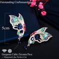 thumbnail image 3 of Beauty Multicolor Blue CZ Big Butterfly Drop Earrings for Brides Ladies Dress, 3 of 8