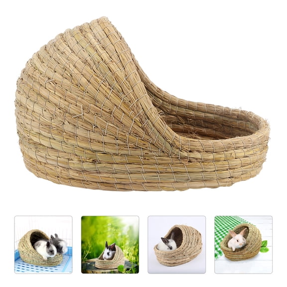 TABLZONE Small Pet Sleeping House Woven Straw Nest Natural Grass Toy for Hamsters and Small Pets 1 Set
