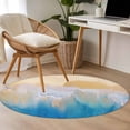 thumbnail image 5 of Area Rug 36in, Abstract Ocean Beach Wave Blue Sea Floor Carpet Living Room Rug, Seaside Painting Artwork Non-Slip Welcome Mat Indoor Rugs for Bedroom Dining Room, 5 of 9