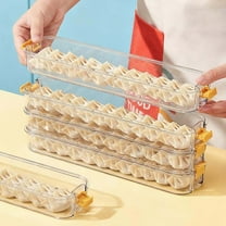 4-Layer Frozen Dumpling Storage with Lids, Flat Stacks Dumpling Box, Transparent Food Preservation Box for Kitchen and Refrigerator, Stackable Dumpling Container with Lid