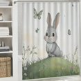 thumbnail image 6 of Patifu Bunny Hill Butterfly Chic Modern Bathroom Decor Shower Curtain with Hooks 100% Polyester Fiber 60"x72, 6 of 7
