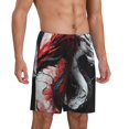 thumbnail image 2 of Wukai Cool Black And White Dragon Men’s Short Pajama Pants With Pockets Soft Sleep Pj Shorts for Men-Large, 2 of 6