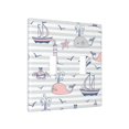 thumbnail image 2 of PAYOHTO Toggle Light Switch Wall Plate Marine Theme Striped Double Switch Cover Standard Size 2-Gang 4.50" x 4.5" Unbreakable Polycarbonate Thermoplastic, 2 of 6