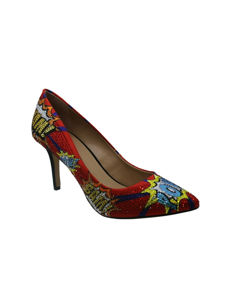 INC Womens Red Comic Bubbles Rhinestone Comfort Zitah