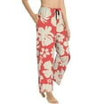 thumbnail image 2 of Uemuo Beige Flowers Pattern Women's Wide Leg Palazzo Lounge Pants with Pockets Light Weight Loose Comfy Casual Pajama Pants-Small, 2 of 9