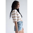 thumbnail image 4 of Ragstock Beige Striped Boxy Cropped Polo, 4 of 4